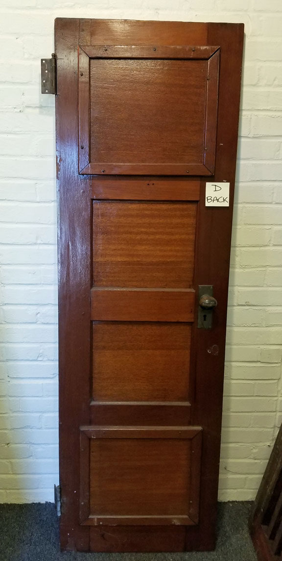 Brass handles Excellent Condition Mahogany four paneled interior door