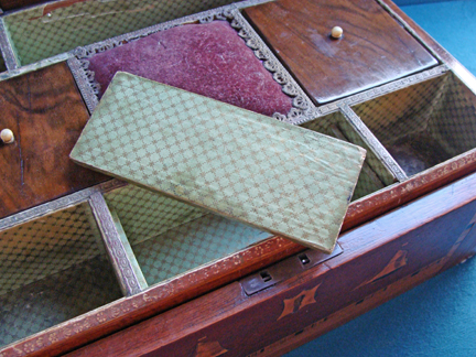 Inlaid English Rosewood Trinity House Sewing Box