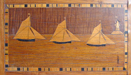 Inlaid English Rosewood Trinity House Sewing Box