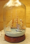 Vintage Nautical Table Lamp Made With Ship-in-Bottle Diorama