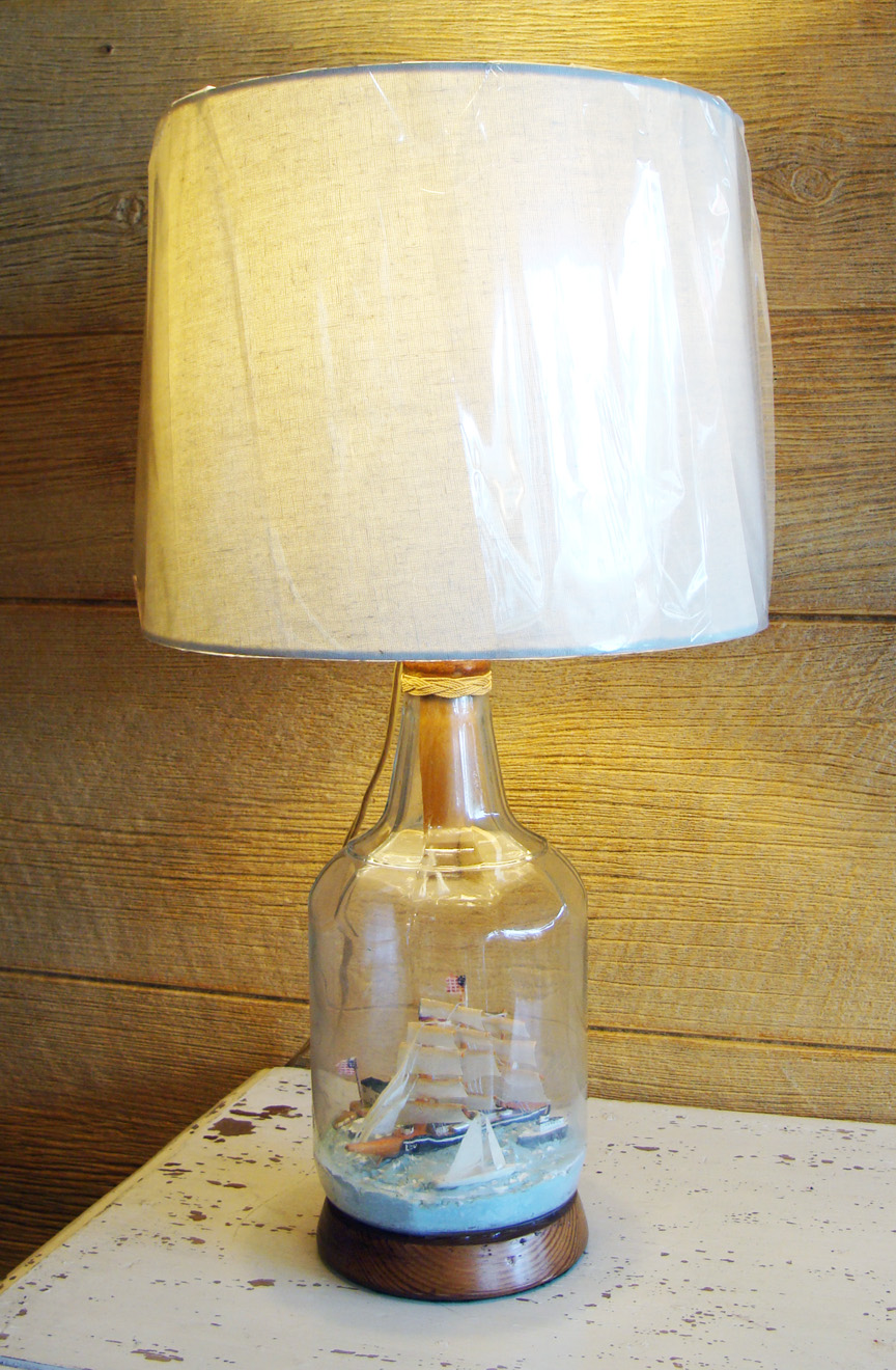 Vintage Nautical Table Lamp Made With ShipinBottle Diorama