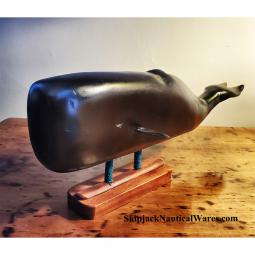 Carved Wood Full-Bodied Black Sperm Whale by Robert Powersd