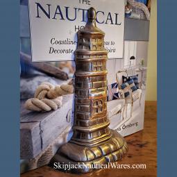 Vintage Cast Brass Lighthouse Bookends- Nautical Decor