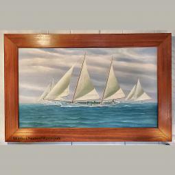 "Skipjacks & Bugeye" original oil painting by New Zealand artist Jim Bolland