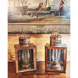 Pair of British Made Copper and Brass ship's Cabin Lanterns