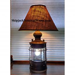 Antique Brass Ships Masthead Nautical Table Lamp. Brass ship's masthead light that was repurposed lo