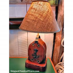 Vintage, Handcrafted Block & Tackle Nautical Table Lamp