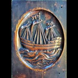 Relief Carved Galleon Panel