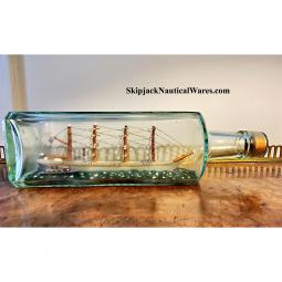 Early 20th Century Ship-in-a-bottle Diorama Four-Masted Ship
