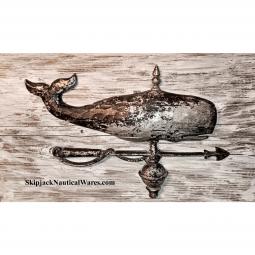 Cast Aluminum Whale With Harpoon Directional Wall Hanging