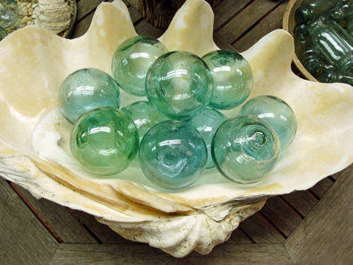 Beach-combed Blown Glass Float Balls, 4" diam. (vintage)