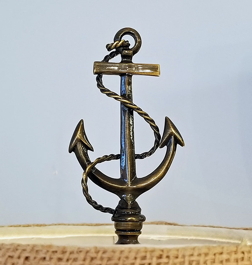 Antique Brass Nautical Fouled Anchor Lamp Finial Skipjack Exceptional Cast Brass Fouled Anchor With Line Lamp Finial An Antique Bronze Look Finish Measures 3 Tall Overall Height 4 Inches Ta