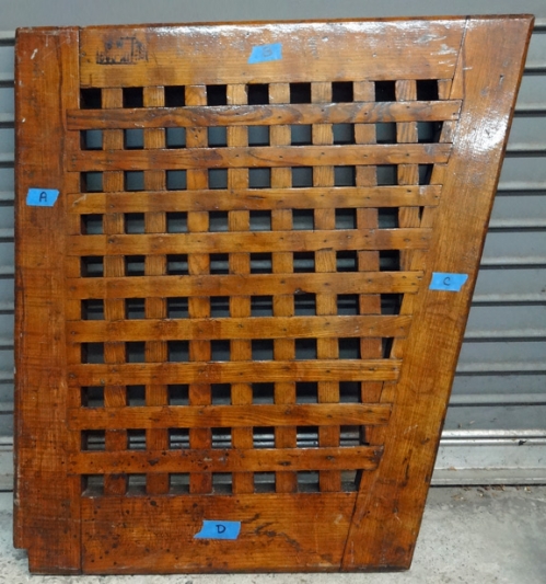 Vintage Wood Ship Grate, 31-3/4 x 32-3/4"