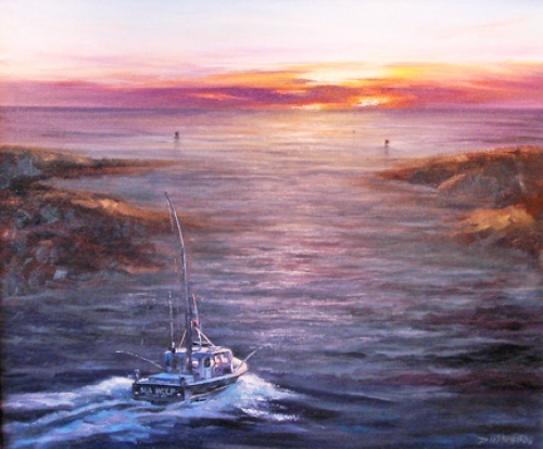Out To Sea Original Oil Painting By David Weiss Skipjack Nautical Wares
