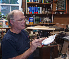 Marine artist in his workshop