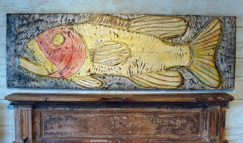 Folk Fish Grouper carved and painted folk art by Joe Marinelli