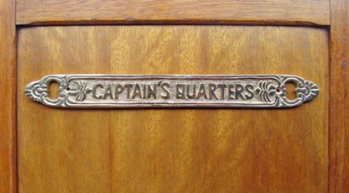 "Captain's Quarters" brass sign plaque, 12-1/2" (new)