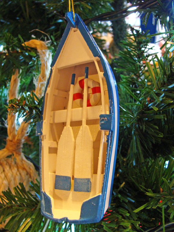 Wooden Dinghy Nautical Christmas Tree Ornament, Decor Skipjack