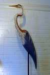 "Great Blue Heron" folk art carving by J & P Johnson -- height 57"