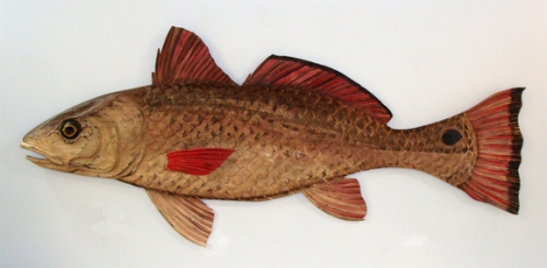 "Redfish" folk art carving by J & P Johnson -- length 60"