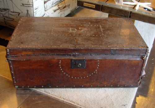 Leather Covered Military Officer's Chest