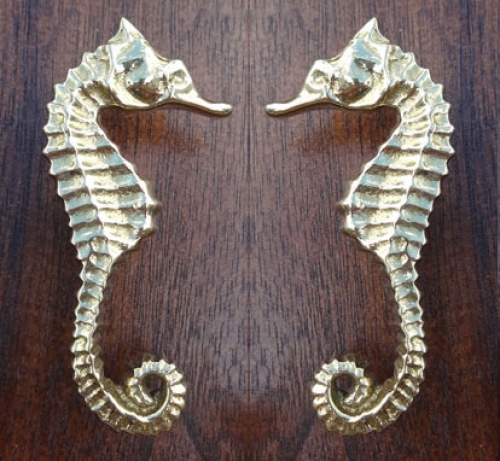 Brass Sea Horse Pull Or Knob Pair New Skipjack Nautical Wares