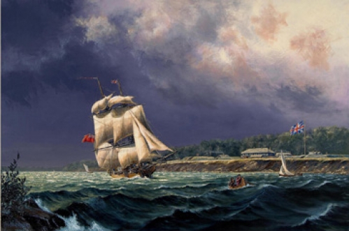 "General Hunter off Fort Malden" original oil painting by Peter Rindlisbacher