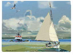 "Skipjack at Thomas Point, Chesapeake Bay" Digital Serigraph Print by Sam LaFever
