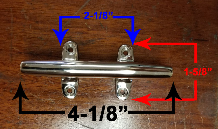 ChromePlated Cleat, 4 inch (new) Skipjack Nautical Wares