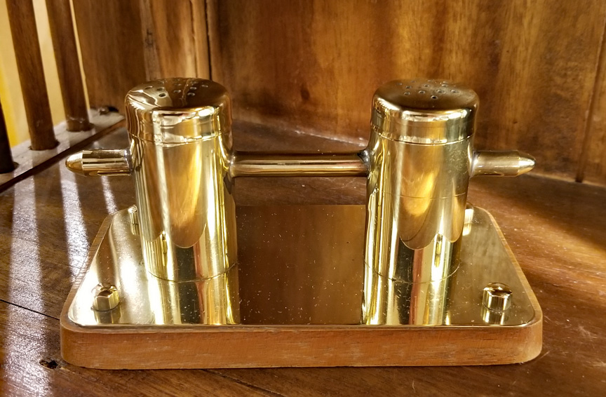Vintage Nautical Brass Styled Mooring Bitt Salt Pepper Shakers