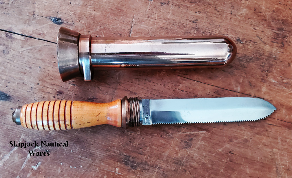 Original U.S. WWII KABAR Deep Sea Diving Knife with Brass Scabbard