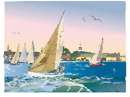 "Wednesday Night Race, Annapolis, Maryland," Digital Serigraph Print by Sam LaFever