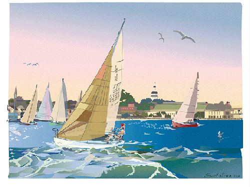 "Wednesday Night Race, Annapolis, Maryland," Digital Serigraph Print by Sam LaFever