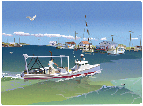 "Workboat, Tangier Island," Digital Serigraph Print by Sam LaFever