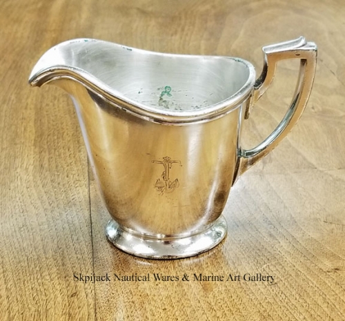 U.S. Navy Wardroom silverplated creamer by International Silver Co. Engraved fouled anchor of the U.