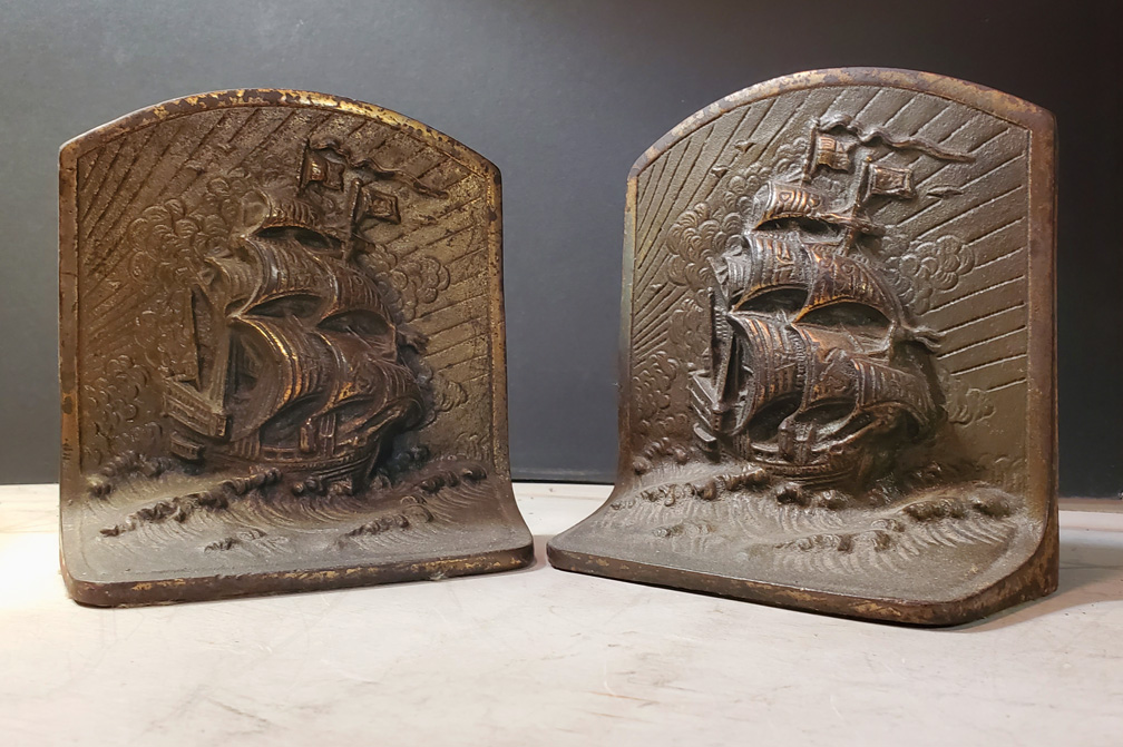 Antique Bookends Spanish Galleons Skipjack Nautical Wares