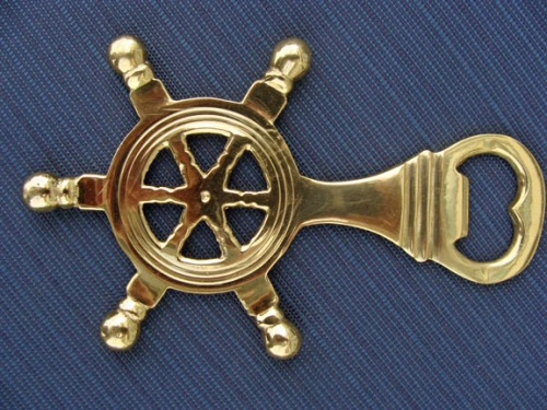 Brass Ships Wheel Bottle Opener (new)