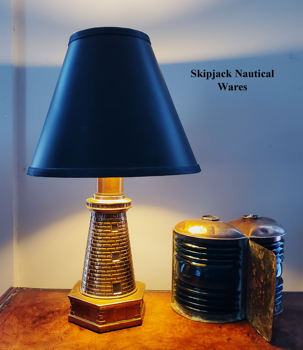 Small Brass Lighthouse Table Lamp Skipjack Nautical Wares