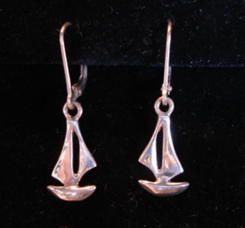 "J Boat" sterling silver sailboat earrings from the Barbara Vincent Collection