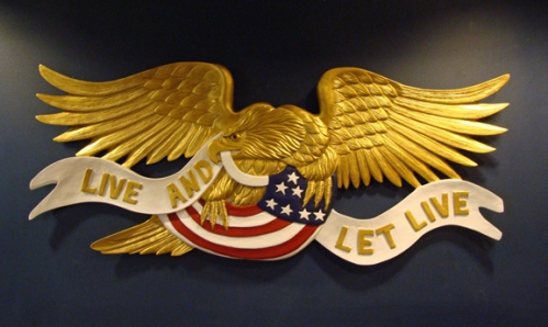 Carved And Painted American Eagle Live And Let Live Banner Skipjack Nautical Wares
