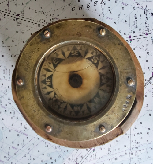 4 Inch Brass Liquid-Filled Compass, J. Garraio, Lisboa