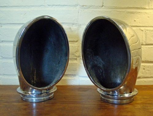 Pair of Large Chrome-Plated Cast Bronze Cowl Vents
