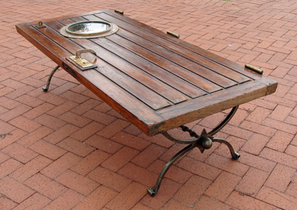 Custom Made Nautical Teak Ships Door Coffee Table Skipjack Custom Made Nautical Teak Ships Door Coffee Table