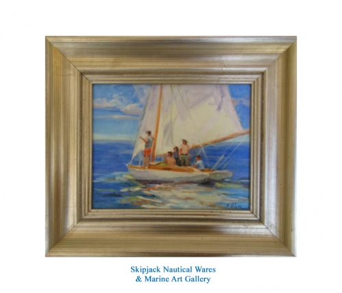 Racing Yachts Sailboats Sailing Marine Art Skipjack Nautical Wares