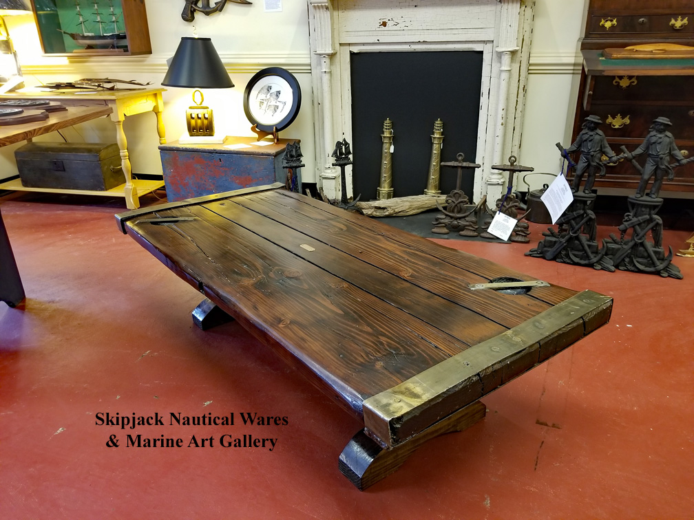 Wwii Us Navy Liberty Ship Hatch Cover Coffee Table Skipjack An Authentic Wwii Liberty Ship Hatch Cover Re Purposed Into A Nautical Coffee Table In The 1970 S This Was Taken From Ss Rudolp