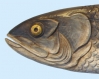 Shad Fish Marine Folk Art Carving by J P Johnson, head view