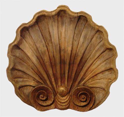 "Scallop Shell" folk art carving by J & P Johnson -- 28x28"