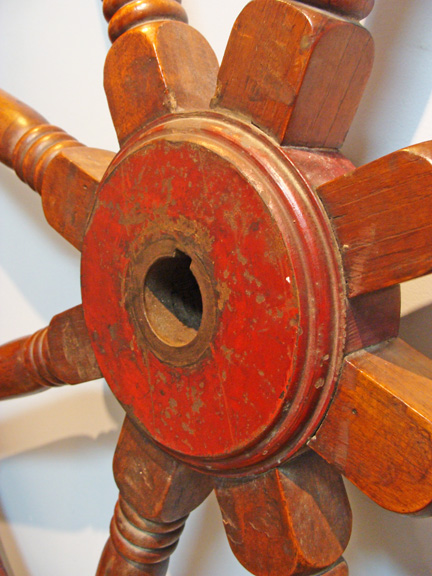 Large Authentic Ship's Wheel With Brass Rings -- 64" diam ...