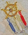 Mariner Nautical Rope key Fob with Ring on brass ships wheel key holder