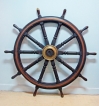 Large Mid-19th Century Teak Ship's Wheel -- 66&quot; diam.